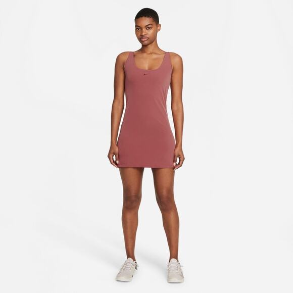 Nike Bliss Luxe training tennis dress active built in bra shorts mauve pink - Picture 1 of 10